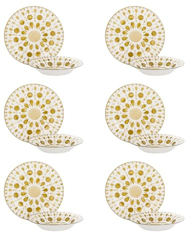 Servizio 12 piatti porcellana Etnika beige