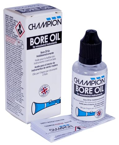 Champion Aceite para clarinete, oboe, flauta, gaita e instrumentos musicales de madera. El aceite de cuidado de instrumentos musicales enriquece la madera tonal y reduce el agrietamiento y la