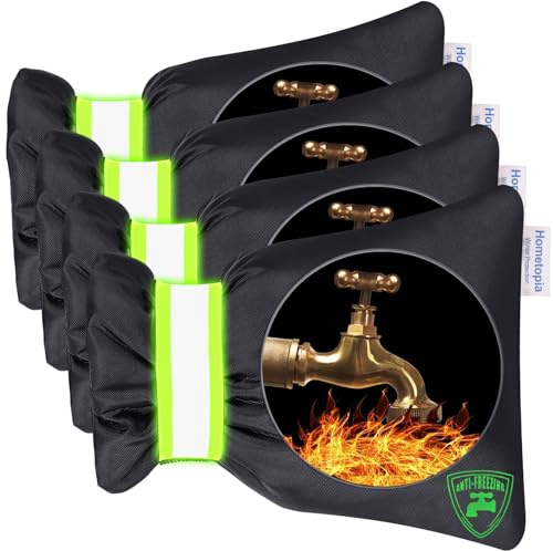 Outdoor Faucet Covers for Winter - 4 Pack Pro 6.7 W x 8.3 H Outdoor Water Faucet Cover Socks for Winter Freeze Protection Pipe Insulation Reusable Waterproof Insulated Spigot backflow Cover,Black