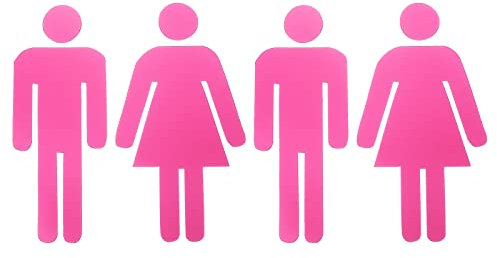 PATIKIL 2 Pares Adhesivos Señales Baño, WC Cartel Señal Hombre y Mujer Acrílico Placa de Puerta Aseo Fácil de Aplicar para Cafetería Restaurante Hotel,67mm Ancho, Rosa