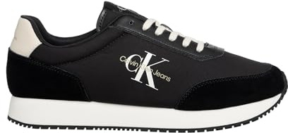 Calvin Klein Uomo Sneakers da Runner Retro Scarpe, Nero (Black/Eggshell/White), 42