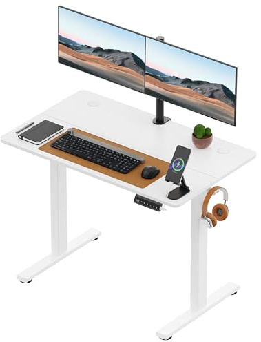 VonHaus Electric Standing Desk, White, 100x60cm