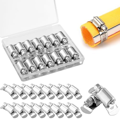 14 Piezas Sujetadores, para Abrazaderas Metalicas, de Acero Inoxidable 304 | Kit de Abrazaderas Metalicas Ajustable, con Caja de Almacenamiento