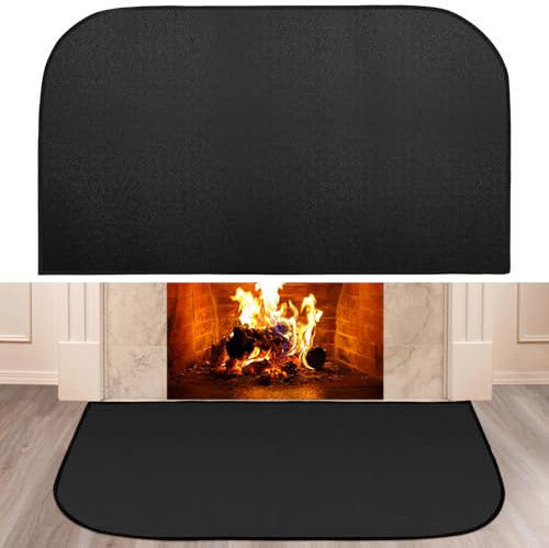 Fireplace Rugs Fire Resistant - 24 X 42 X 0.04 Inch D Shape Fire-Proof Hearth Blanket Mat Carpet Protector for in Front of Fireplace for Stove, Decks, Indoor, Outdoor, Fire Pit, Grill & Floor