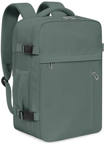 KIRFEIHT Bagaglio a Mano 40x20x25 per Ryanair Zaino da Viaggio Aereo Piccolo - Borsa da Viaggio per Cabina, Zaini Universali per Uomo e Donna per Scuola Trekking Lavoro - Verde Scuro
