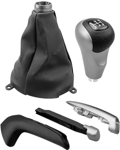 AUGREX 5 Speed Manual Gear Shift Knob Set w/Leather Boot Fit for Honda Civic 2006 2007 2008 2009 2010 2011, Replace 54102-SNA-A01 54102-SNA-A02