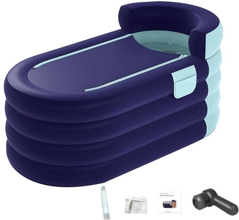 LYFDPN Aufblasbarer Whirlpool, tragbare SPA-Badewanne für Erwachsene, Schnellablauf-Design, freistehende Badewanne mit Ablaufschlauch und Abdeckung (Blue 1.6m)