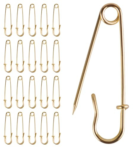 20 Pack of 2-Inch Heavy-Duty Steel Safety Pins – Ideal for Blankets, Clothing, Crafts, and Canvas Work – Gold