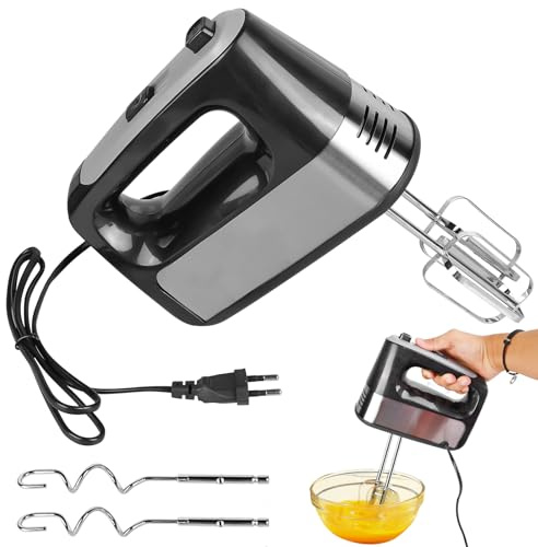 Behogan 500W Handmixer Elektrisch Handrührgerät, Handrührgerät Edelstahlkneter Handmixer, Elektrischer Handmixer,Mixer Handrührer mit 2 Knethaken & 2 Rührbesen,5 Einstellstufen,Elektrischer Handmixer