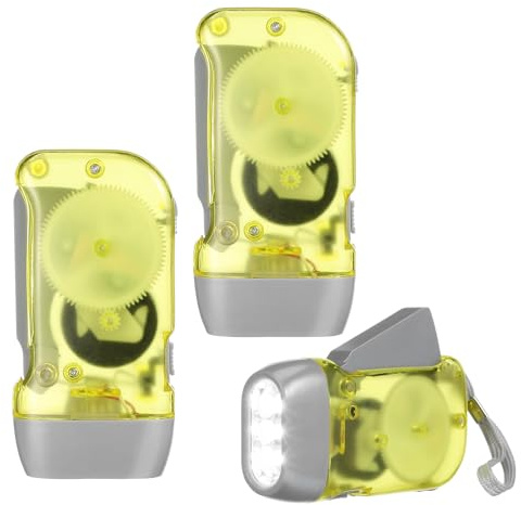 HOLIDYOYO Lampe de Poche à Manivelle 3 Pièces, Lampe Torche de Secours LED en Plastique, Compacte et Facile à Ranger pour Camping et Urgence Couleur Aléatoire