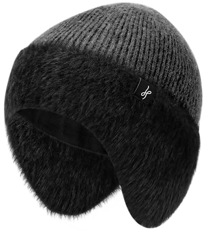 HAMUNI Winter Fleece-Beanie mit Ohrenschützern,Warme Winddichte Strickmütze für Damen & Herren, Ideal für Skifahren, Wandern & Outdoor-Aktivitäten