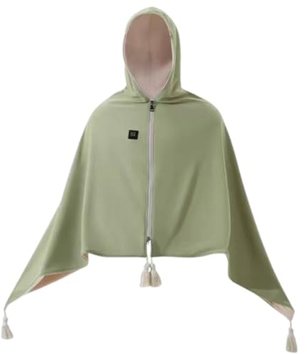 New Heated Shawl, Portable Electric Heating Shawl, Wearable Heated Blanket Shawls Wrap for Office Home Travel, Hooded Design, 3 Temperature Levels, Washable (Green(Only Shawl))