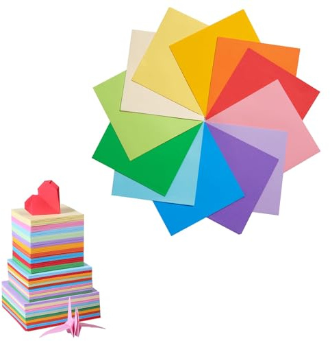 400Pcs Origami Papers Sets 7/10/15/20cm 10 Bright Colors Coloured Paper | Square Origami Paper with Double Sidedes, Premium Quality Coloured Papers Pad, Easy Folding Paper for DIY Crafts Projects