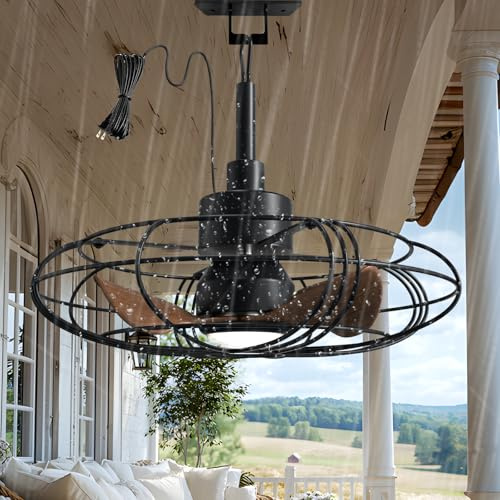 NACATIN LED Ceiling Fan with Light and Remote, Dimmable 6-Speed Fan Lamp, 3-Color Temperature Silent Reversible DC Motor for Indoor & Outdoor Use (Living Room, Bedroom, Patio, Gazebo)