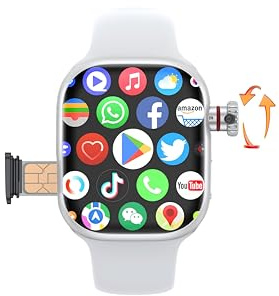 TIMENIL CD99 Smartwatch, Cellular SIM Card Version, AMOLED Display, 800W 180° Rotating Camera, WiFi Bluetooth Smart Watch for Men Women (Silver-32GB)