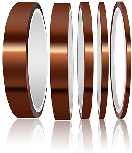 beihuazi® 5x Kapton Tape Hitzebeständiges Klebeband Polyimid Film Klebeband Bis 300°C Wärmeklasse 33 M (3mm, 5mm, 8mm, 12mm, 15mm)
