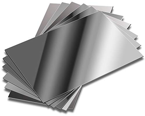 Elcoho 6 Pack Plastic Mirrors Decor Flexible Mirror Sheets Self Adhesive Mirror Tiles Silver Mirrors Board Card for Educational or Home Decor