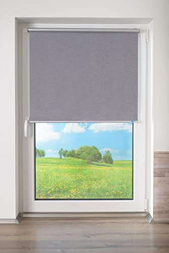 K-Home® Thermo Springrollo/Mittelzugrollo mit modernen Struktur Stoff Basalt B120 x H150 cm