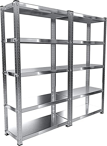 Arreditaly 2 Scaffali In Metallo Scaffale Alta Portata Con 5 Ripiani Regolabili Ideale Per Garage Officina Cantina Capannone Magazzino Design Modulare 187 x 100 x 30 cm (2)