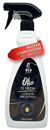 Wild Horses | Olio di Neem, Lozione Spray Repellente Zanzare e Antiparassitario per Cavalli, 100% Naturale, 500ml, Made in Italy