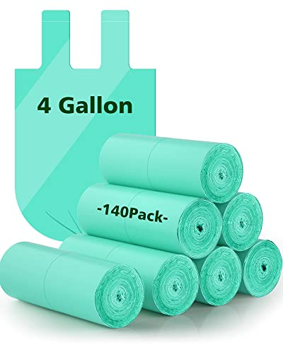AYOTEE Biodegradable 4 Gallon Compostable Trash Bags, 140 Count, Unscented, 15-23 Liter Capacity, 4-6 Gallon Trash Bags, Suitable For Small Trash Cans, Liners