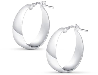 Amberta Damen 925 Sterling Silber Dicke Ohrringe
