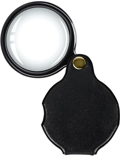 Mini Magnifier,6X Portable Handheld Folding Magnifying Glass Shatterproof Portable for Reading Travel Exploration(Black)