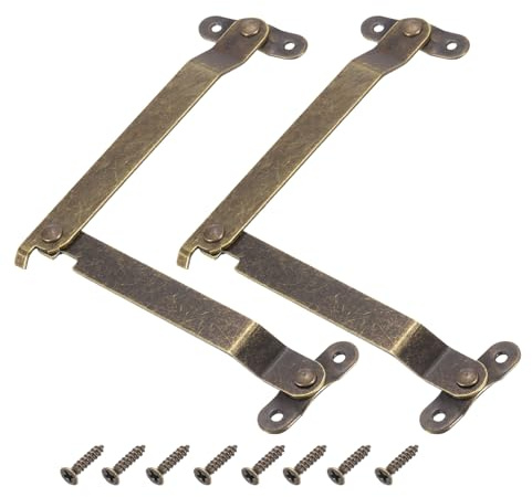 sourcing map 2 bisagras plegables de soporte para tapa, bisagras giratorias de hierro de 180 grados, bisagras de soporte para armarios, cajas de madera, grandes