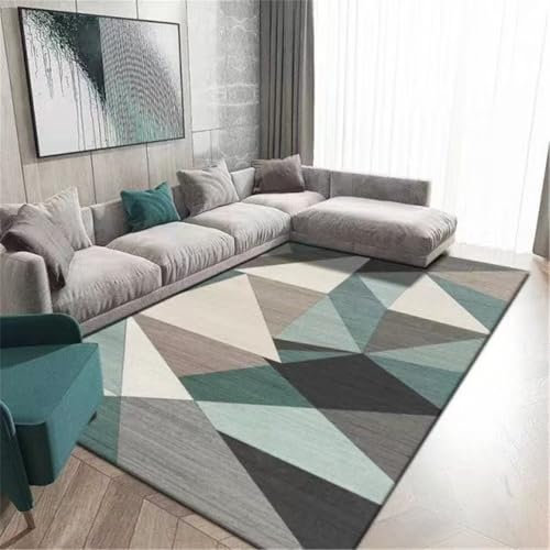 Xiaosua Tappeto Per Bambini Tappeti Salone tappeto divano Tappeto geometrico moderno antiscivolo verde e resistente grigio 80x160CM
