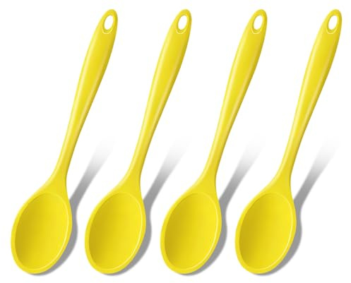GEEKHOM Kochlöffel Silikon - 4 Stück Silikon Löffel Hitzebeständig 20,5cm, Silikonlöffel Esslöffel Servierlöffel Rührlöffel Set zum Kochen - Alternative zu Kochlöffel Kunststoff, Plastiklöffel