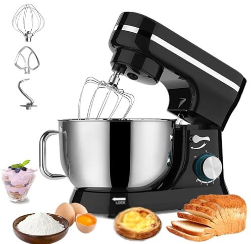 5QT Stand Mixer, 8+P Speed Tilt-Head Kitchen Electric Mixer, 1000W Food Mixer with Stainless Steel Bowl, Dough Hook, Beater, Splash Guard, Compact Dough Mixer, for Home Cooks