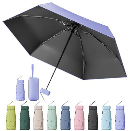 MPXEAVG Ombrello Mini Pieghevole Tascabile - Antivento da Viaggio, UPF>50+ per Sole/Pioggia