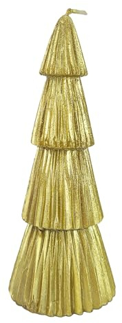 Weihnachtskerze in Form eines Weihnachtsbaums, gold, 15 cm hoch, Weihnachtsdeko, Dekoration