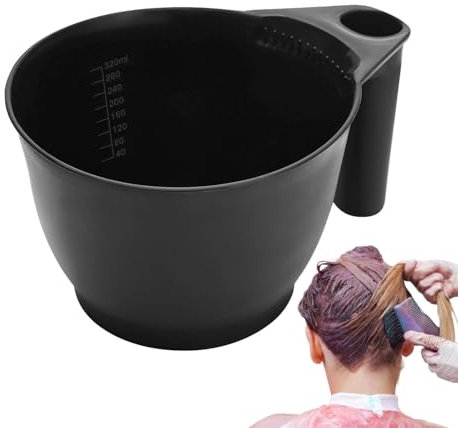 Kit de tinte para el cabello, cuenco ergonómico con marcadores de medición integrados, recipiente resistente y preciso para uso en salón de belleza y teñido en casa, 5.98 x 3.23 x 3.27 pulgadas