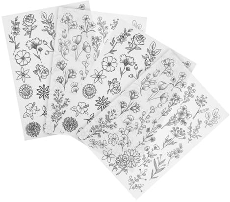 Uonlytech 4fogli Carta da Ricamo Stabilizzatore per Ricamo Stencil da Ricamo Forniture per Ricamo Stabilizzatore per Tessuto Solubile in Acqua per Bastoncino e