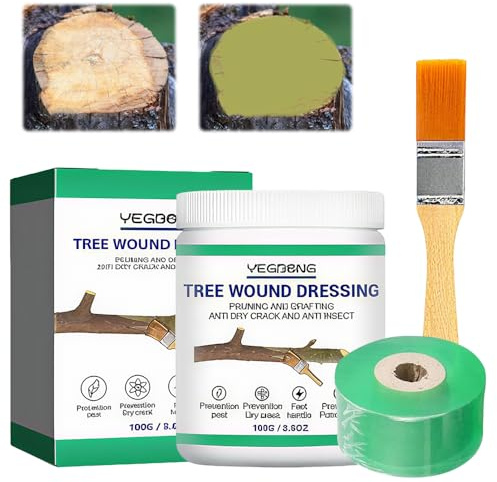 DAJASD Mastic Cicatrisant Arbre avec Pinceau, Ruban Adhésif, Pâte Cicatrisante, Scellant pour Plaies D'arbres, Forme Rapidement un Film Protecteur, pour Arbre, Mastic À Cicatriser Et À Greffer, 100 g