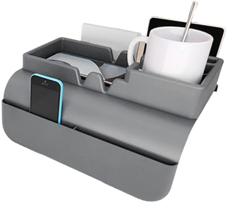 Zuasdvnk Portavasos para sofá y sillón | con bolsillos laterales y revestimiento antideslizante de silicona – Bandeja para reposabrazos de sofá, para TV, sofá, escritorio, coche, viaje, portátil