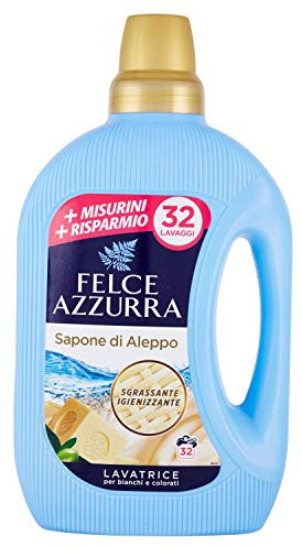 Felce Azzurra - Detersivo Lavatrice Liquido Sapone di Aleppo Capi Bianchi e Colorati Sgrassante Igienizzante, Bucato Fresco Profumato, Detersivi Concentrati Smacchia anche a Freddo 1595ml (32 Lavaggi)
