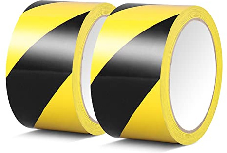 ALBOYI 2 Rollen Markierungsklebeband, 70mm x 20m Warnband Klebeband Schwarz-Gelb Gestreift, Selbstklebendes Absperrband Warnband und Bodenmarkierungsband