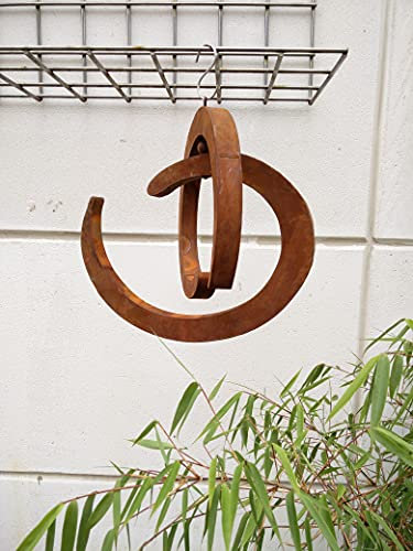 Escultura de jardín oxidada, de metal, 45 x 37,9 x 3 cm, 029986