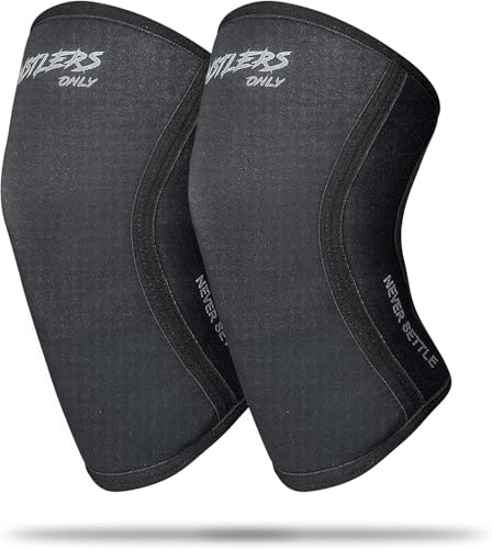 HUSTLERS ONLY Kniebandage, Gewichtheben, Kniebandage für Damen und Herren, 5 mm, Neopren-Kniebandage für Powerlifting, Kniebeugen, Laufen, Fitness und Schmerzlinderung, Kniebandage für Damen und
