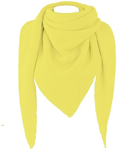 Gloop Bufanda XXL de punto triangular para mujer, diseño triangular, pañuelo triangular, sin arañazos en la piel, fabricado en Italia, Luz amarilla., Talla única