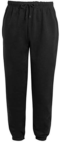 LUXE DIVA Men's Trouser Elasticated Joggers Cuffed Sweatpants Zip Pockets Gym Sports Casual Trousers Active Fleece Jogger Sweatpants Zip Pockets S-XXL (UK, Alpha, L, Regular, Regular, Black)