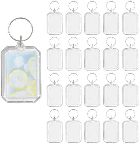 Foto nyckelring, transparent tomt foto nyckelringar i akryl dubbelsidig nyckelring foto nyckelring anpassningsbar gör-det-själv tom fotoram rektangel nyckelhållare foto för familj, Åttakantig, Taille