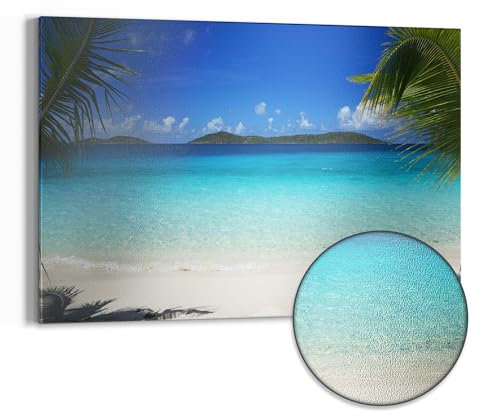 DEQORI Metall Magnettafel | 60x40 cm cm groß | Motiv Tropisches Meeresidyll | Whiteboard für alle Magnete | Magnetboard Wand-Tafel für Küche & Büro | Design Magnetwand Pinnwand magnetisch