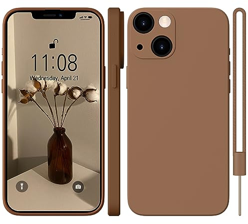 WXX Custodia in silicone per iPhone 13, custodia per iPhone 13, sottile, sottile, con microfibra, antigraffio, protezione completa per iPhone 13 da 6,1, 2021, marrone
