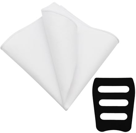 LJBFNN Cotton Pocket Squares for Men, 8.66'' Mens Ladies Handkerchief with Pocket Square Holder for Suit Tuxedo Wedding Party (White)