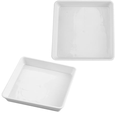 GLEAVI Sottovasi Quadrati per Vasi di Fiori in Plastica Bianca 40X40 CM, 2 Pezzi, Vassoio Raccolta Acqua per Piante da Interno e Esterno, Accessori Irrigazione Giardino