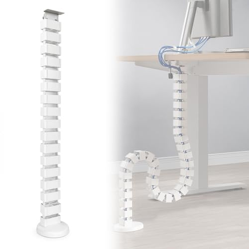 Umllpet Flexibles Kabelschlauch 130cm, Eckige Kabelführung Weiß | Gelenkstruktur für höhenverstellbare Schreibtische, minimalistisches Design, einfache Montage zur Kabelorganisation