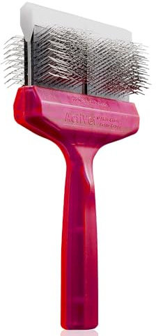 ActiVet DUO TUFFZAPPERCOATER - Spazzola per districare e manutenzione 2 in 1 per cani e gatti - Districare intensivo e potente cura dei sottopeli - Mega 9 cm - Viola/Rosso